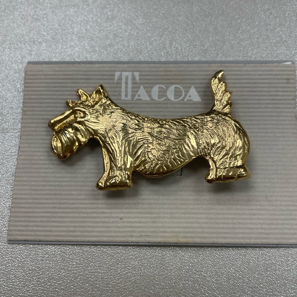 Scottie Dog pin TACOA Gold Dog Brooch